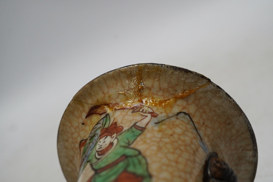 A 19th century Chinese crackle glazed vase and a ruby ground vase, tallest 25cm. Condition - crackle glazed vase with repair to rim, otherwise good